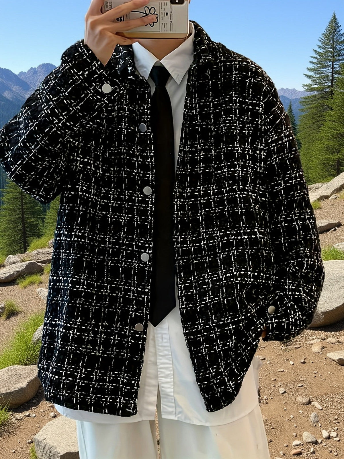 Geruit overshirt met textuur