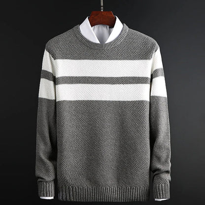 Image of Gestreept heren sweater met ronde hals