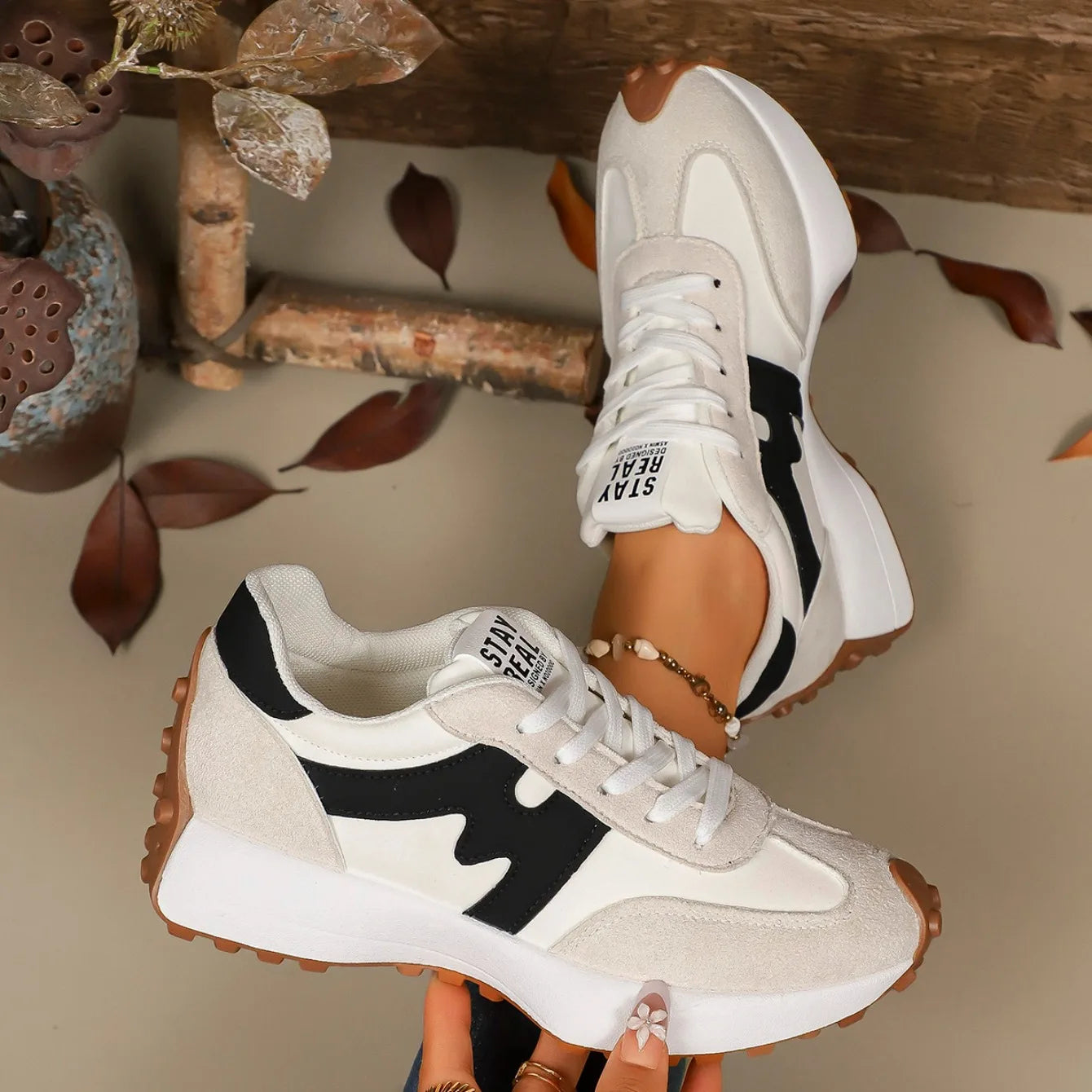 Gestreept Platform Sneakers Dames - Image 1