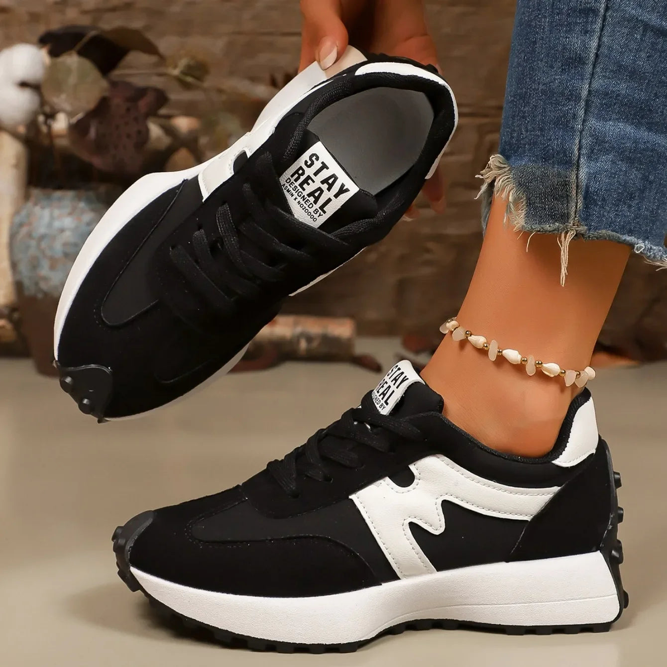 Gestreept Platform Sneakers Dames - Image 1