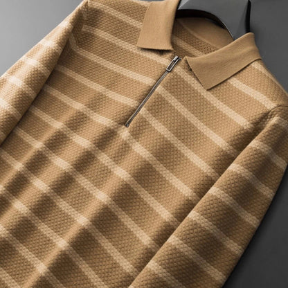 Image of Gestreept poloshirt met rits - Heren