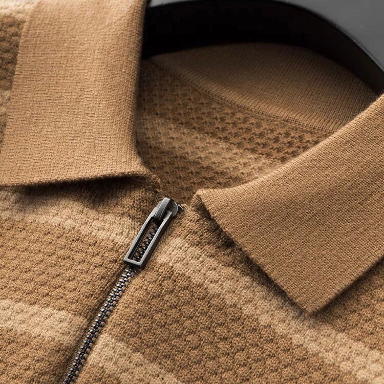 Image of Gestreept poloshirt met rits - Heren