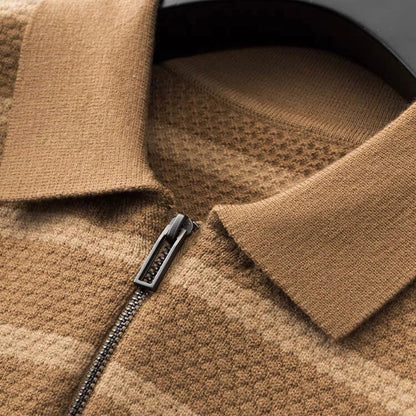 Image of Gestreept poloshirt met rits - Heren