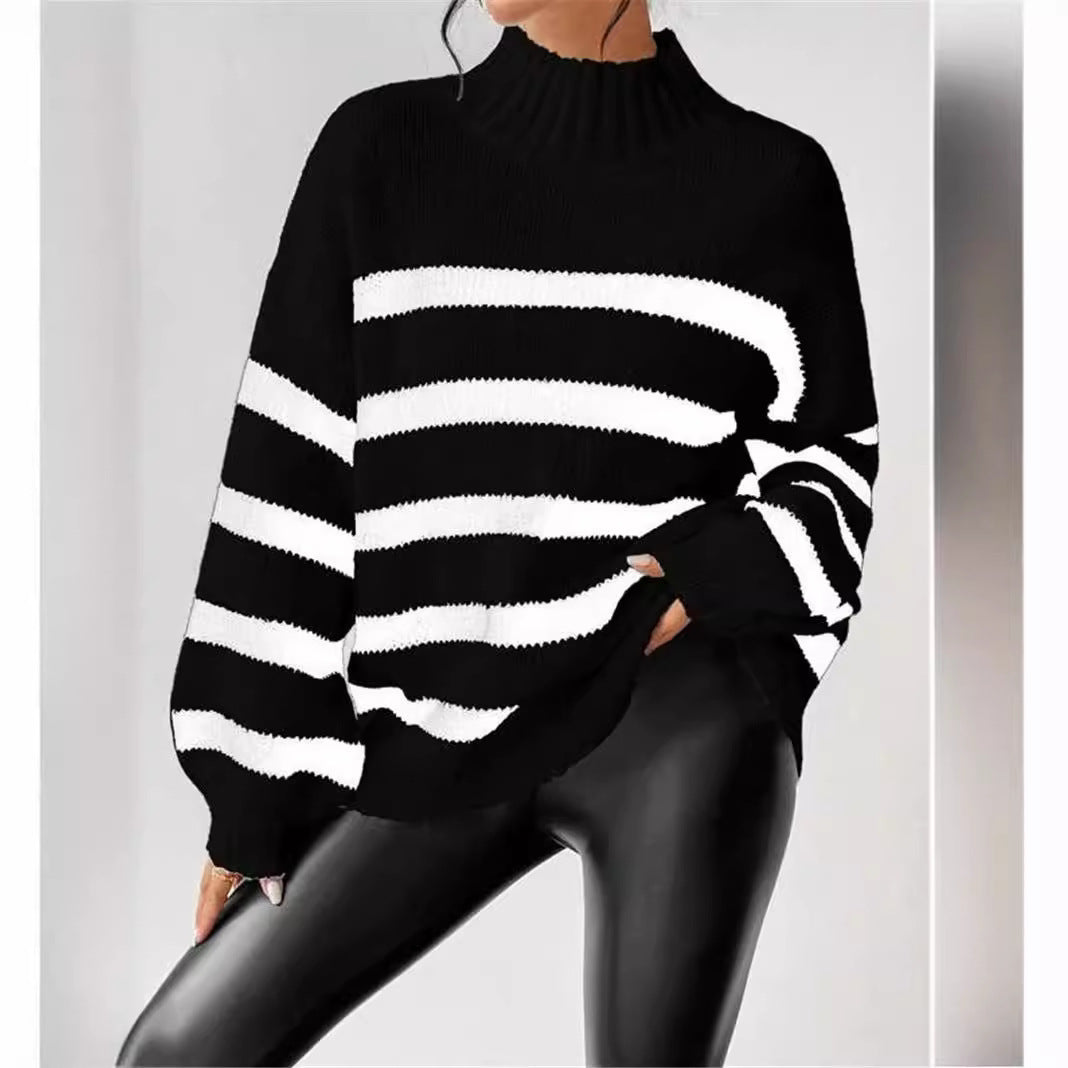 Gestreepte damestrui met ribkraag