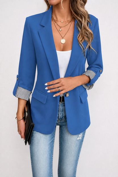 Getailleerde blazer met oprolbare mouwen en gestreepte manchetten