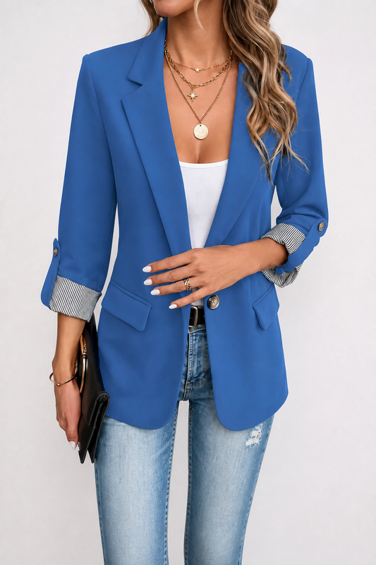 Getailleerde blazer met oprolbare mouwen en gestreepte manchetten