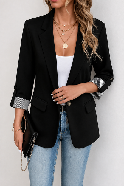 Getailleerde blazer met oprolbare mouwen en gestreepte manchetten