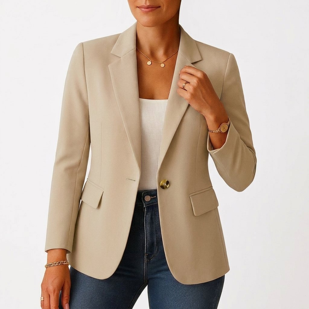 Getailleerde damesblazer met één knoop en klassieke revers