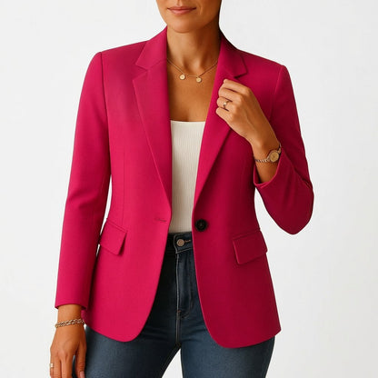 Getailleerde damesblazer met één knoop en klassieke revers