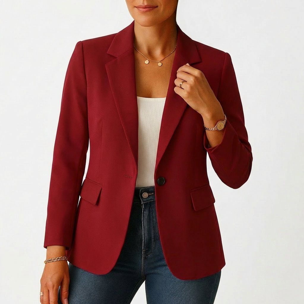 Getailleerde damesblazer met één knoop en klassieke revers