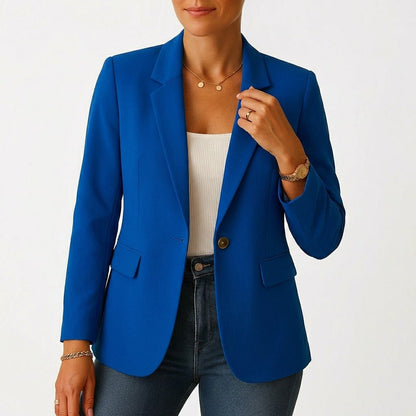 Getailleerde damesblazer met één knoop en klassieke revers