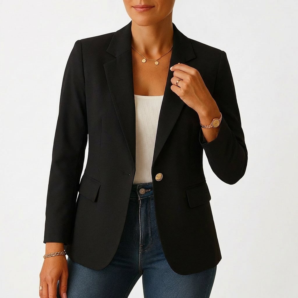 Getailleerde damesblazer met één knoop en klassieke revers