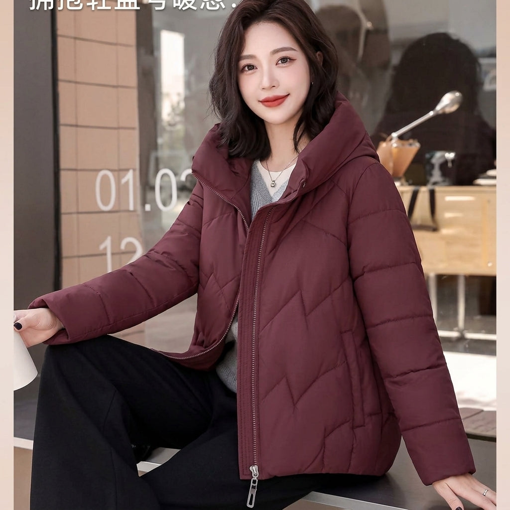 Gewatteerde winterjas voor dames met capuchon en ritssluiting - Puffer jack