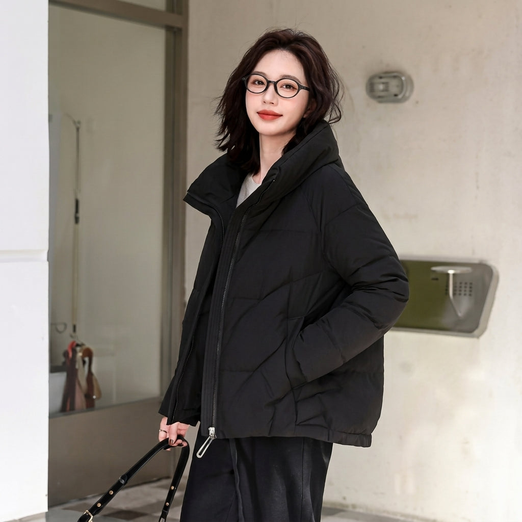 Gewatteerde winterjas voor dames met capuchon en ritssluiting - Puffer jack