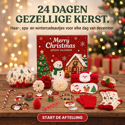 Gezellige Kerst Adventskalender met Accessoires, 24 Dagen Haar, Spa en Winter