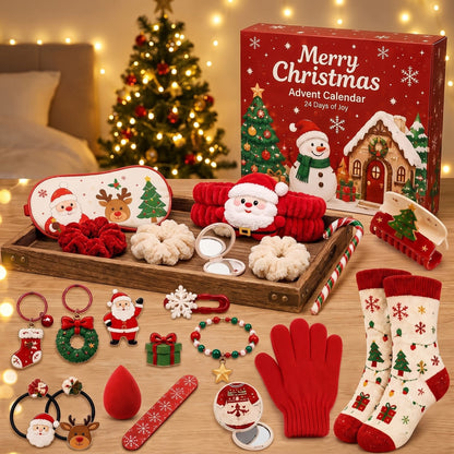 Gezellige Kerst Adventskalender met Accessoires, 24 Dagen Haar, Spa en Winter