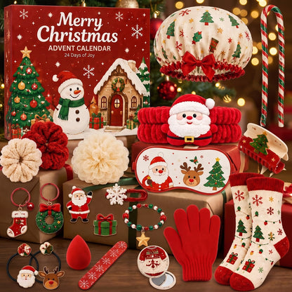 Gezellige Kerst Adventskalender met Accessoires, 24 Dagen Haar, Spa en Winter