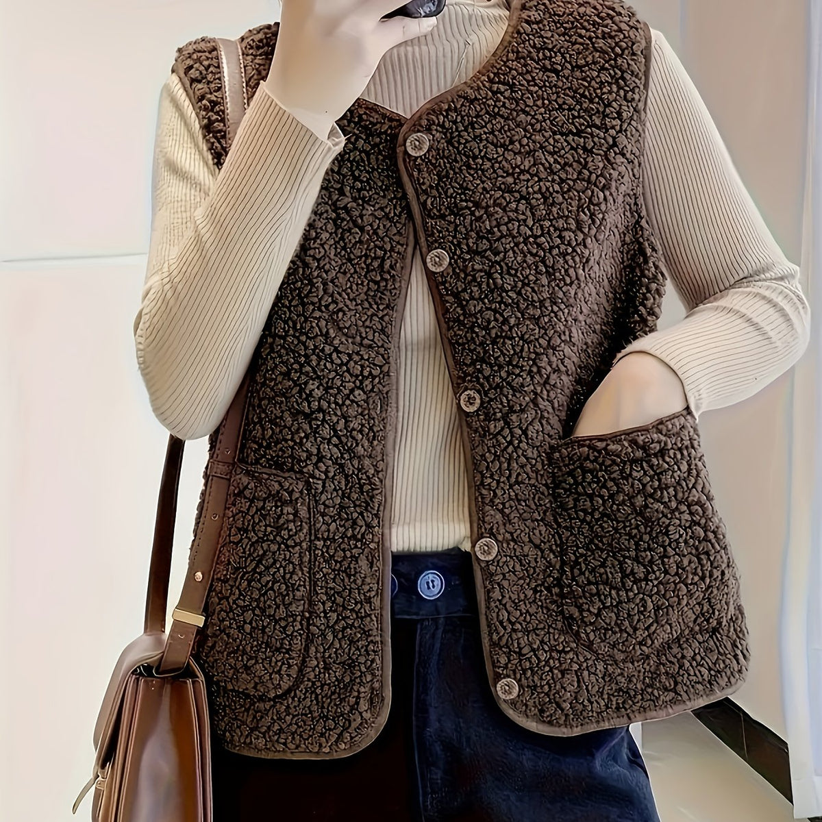 Gilet met textuur en knoopsluiting