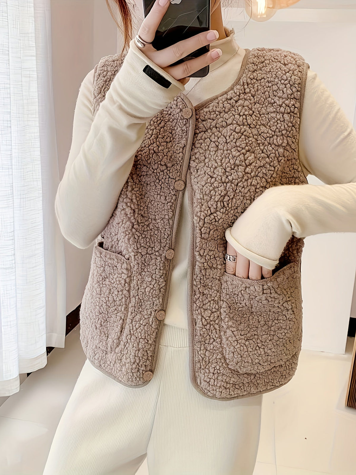 Gilet met textuur en knoopsluiting