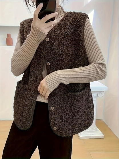 Gilet met textuur en knoopsluiting