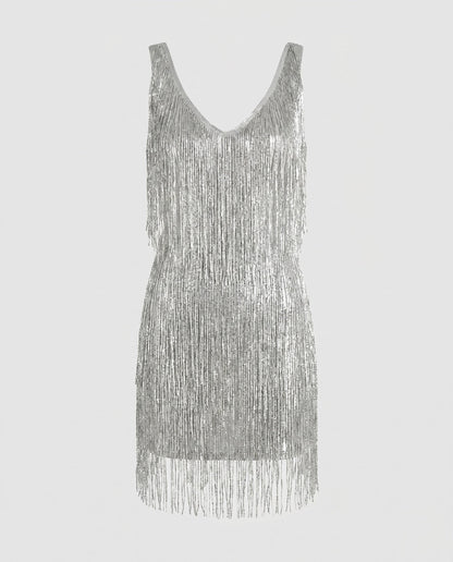 Glamoureuze mini-jurk met franjes voor dames