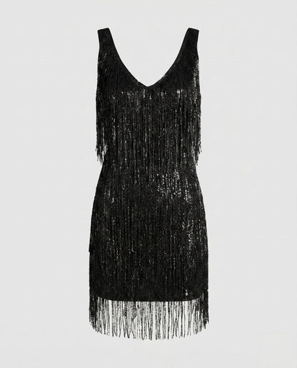 Glamoureuze mini-jurk met franjes voor dames
