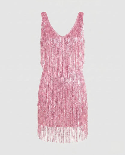 Glamoureuze mini-jurk met franjes voor dames