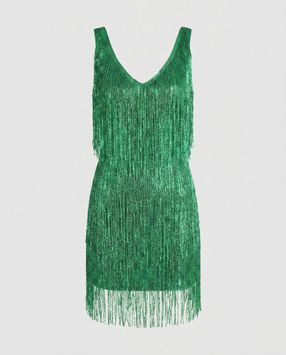Glamoureuze mini-jurk met franjes voor dames
