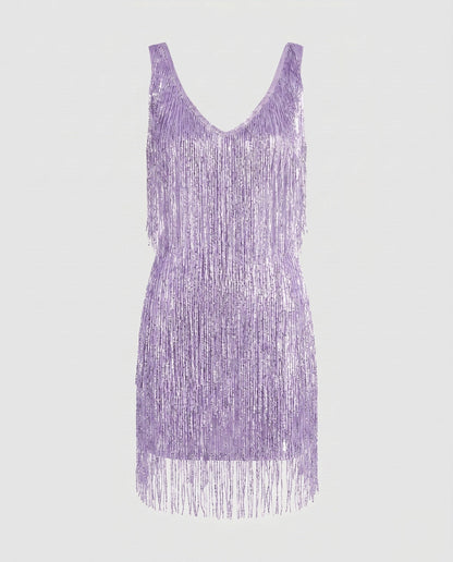 Glamoureuze mini-jurk met franjes voor dames