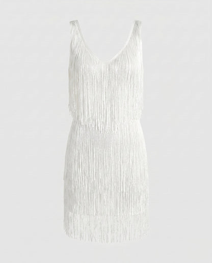 Glamoureuze mini-jurk met franjes voor dames