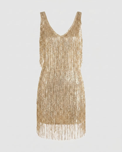 Glamoureuze mini-jurk met franjes voor dames