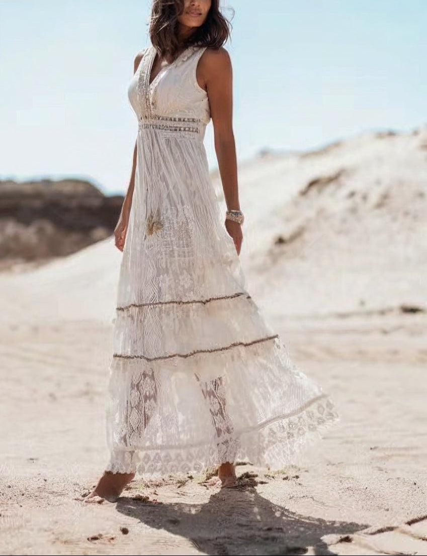 Image of Gloria | Dames Mouwloze A-lijn Maxi Jurk