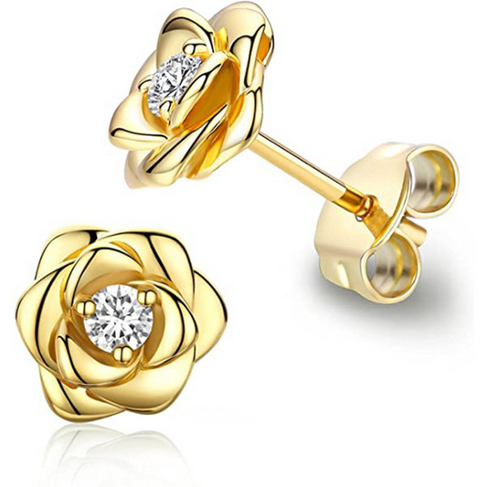 Gouden Oorknopjes met Geboortesteen in Bloemvorm - Moederdag CADEAU - Sieraden