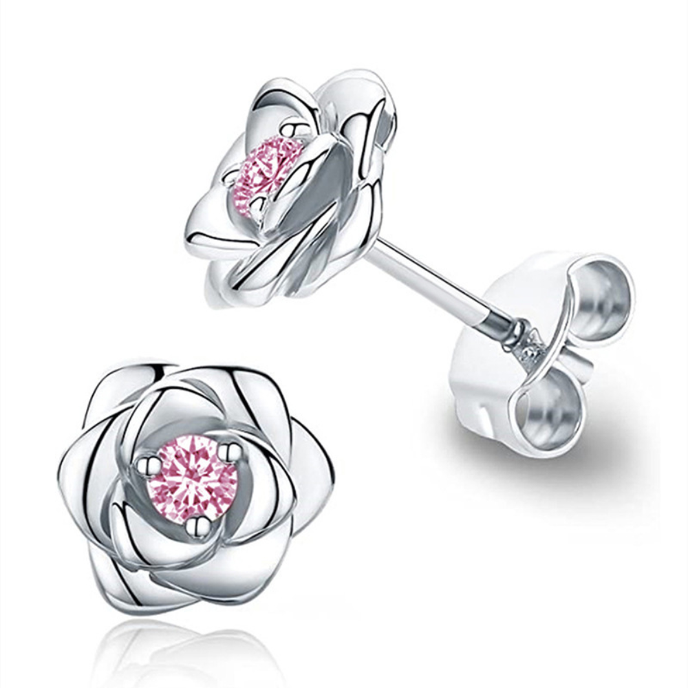 Gouden Oorknopjes met Geboortesteen in Bloemvorm - Moederdag CADEAU - Sieraden
