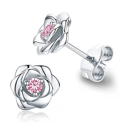 Gouden Oorknopjes met Geboortesteen in Bloemvorm - Moederdag CADEAU - Sieraden