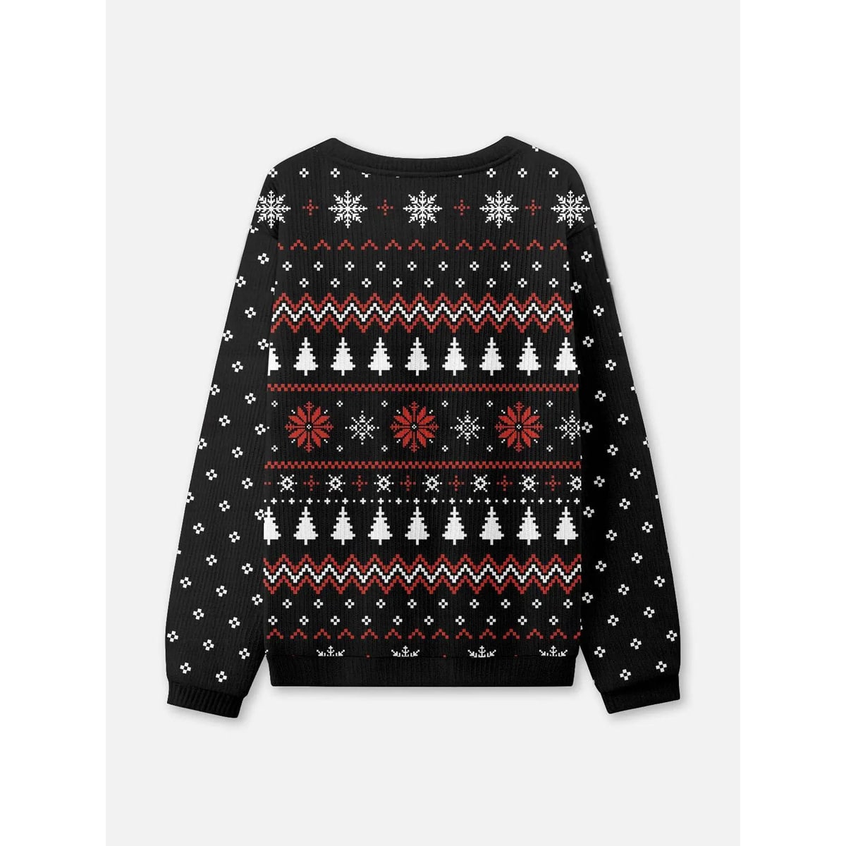 Grappige foute kersttrui voor dames met ronde hals, Fair Isle-patroon en goblin-print
