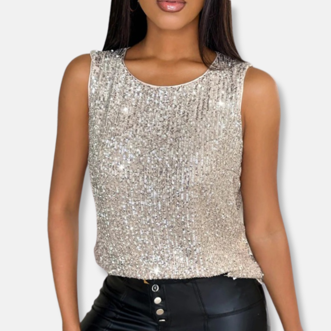 Image of Greetje | Dames Sequin Mouwloze Top