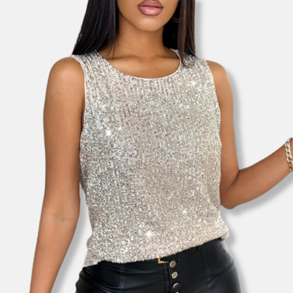 Image of Greetje | Dames Sequin Mouwloze Top
