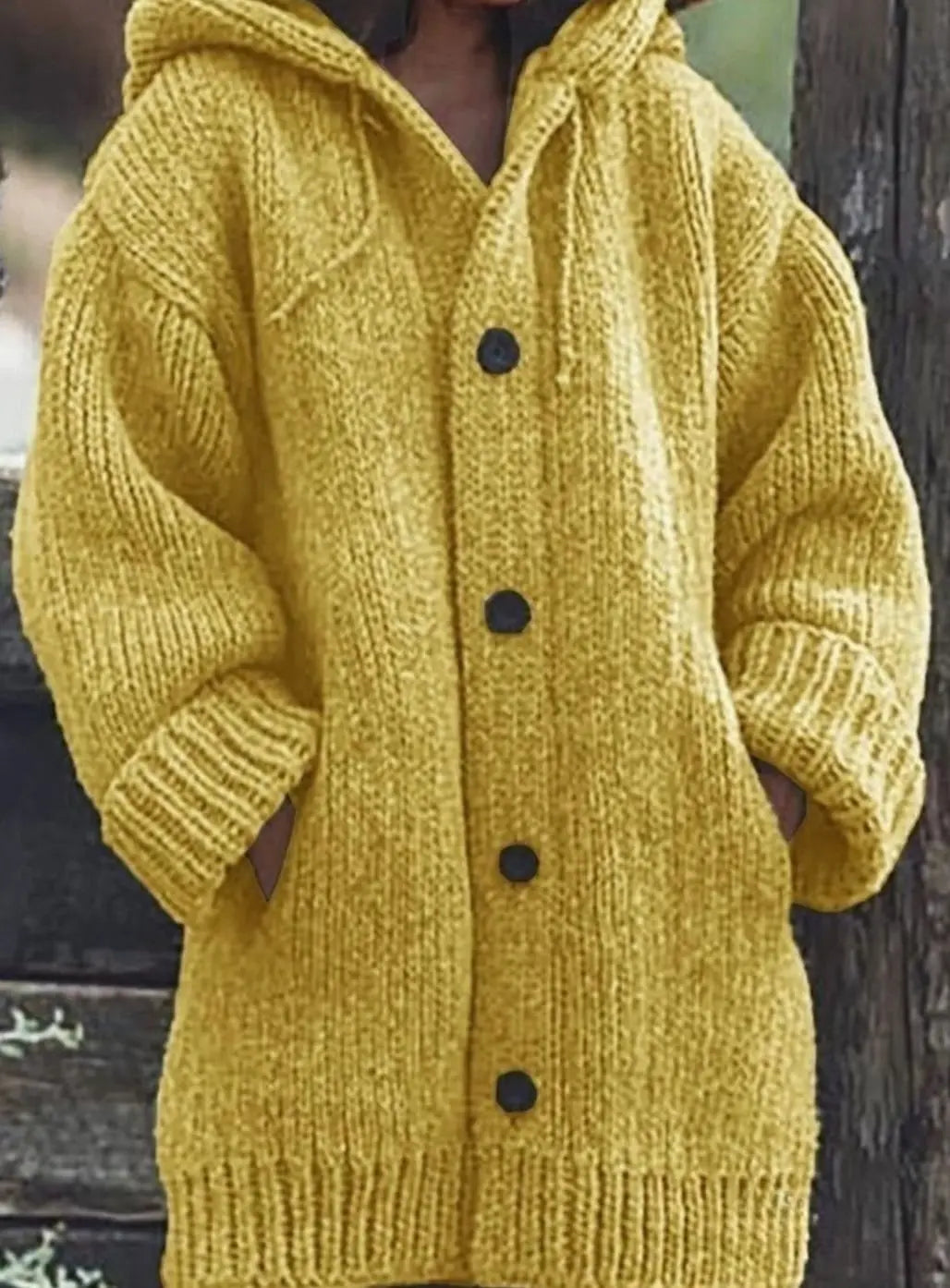 Grofgebreid oversized damesvest met capuchon