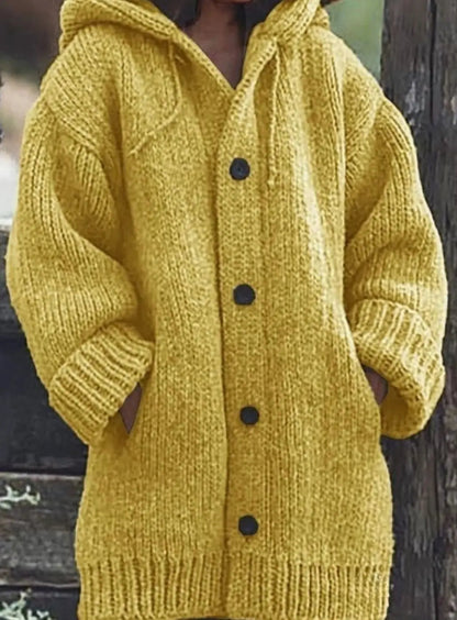 Grofgebreid oversized damesvest met capuchon