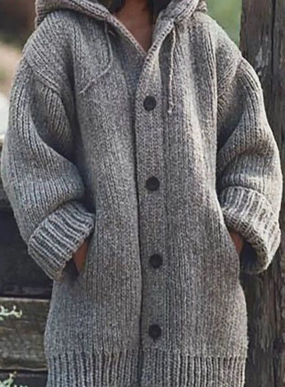 Grofgebreid oversized damesvest met capuchon