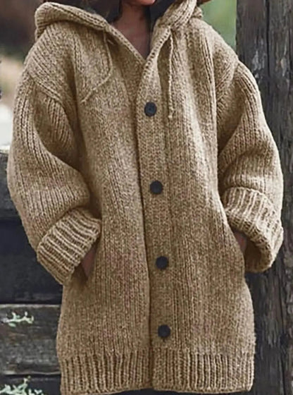 Grofgebreid oversized damesvest met capuchon