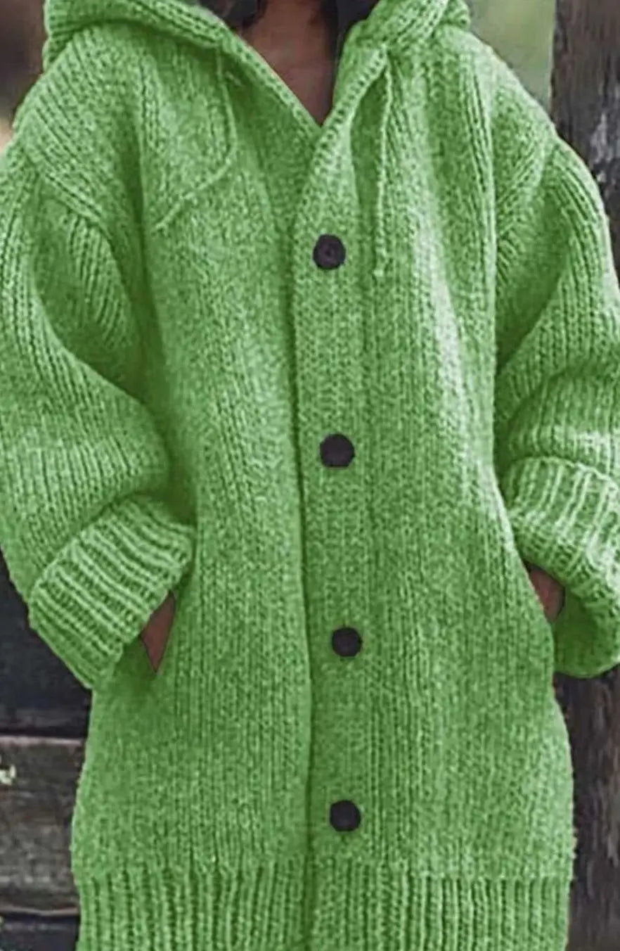 Grofgebreid oversized damesvest met capuchon