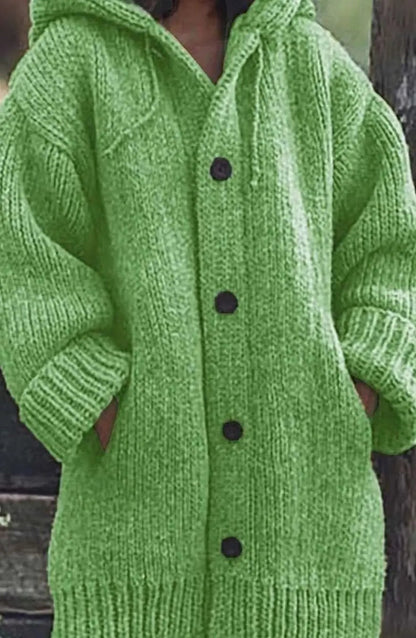 Grofgebreid oversized damesvest met capuchon