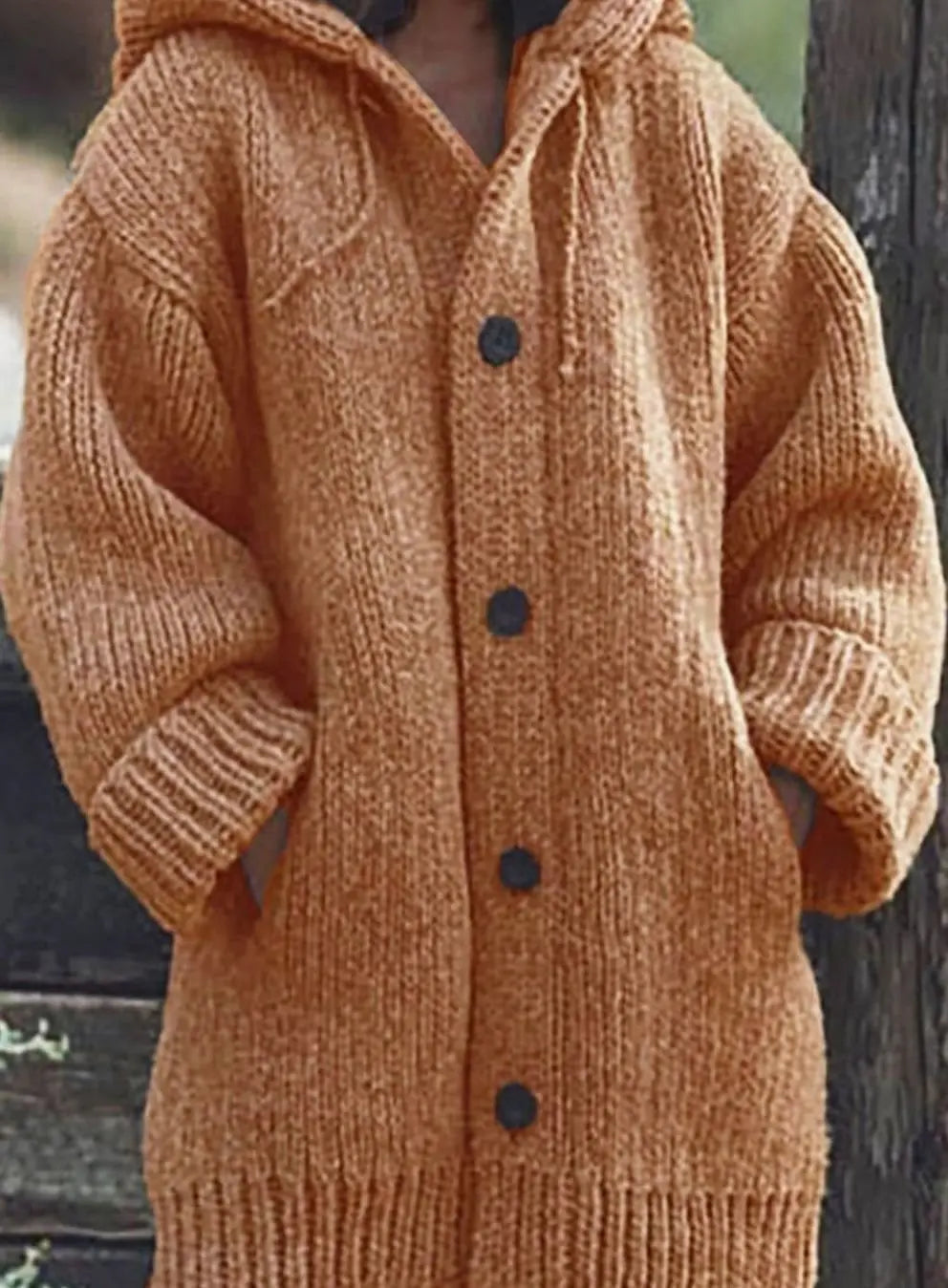 Grofgebreid oversized damesvest met capuchon