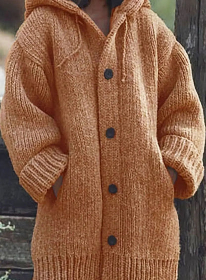 Grofgebreid oversized damesvest met capuchon