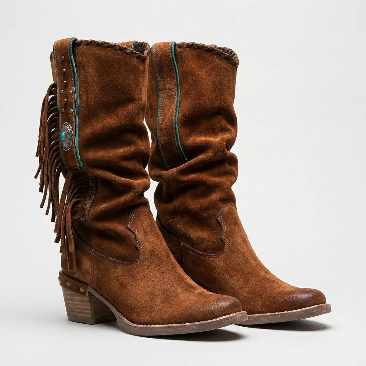 Halfhoge westernlaarzen met franjes