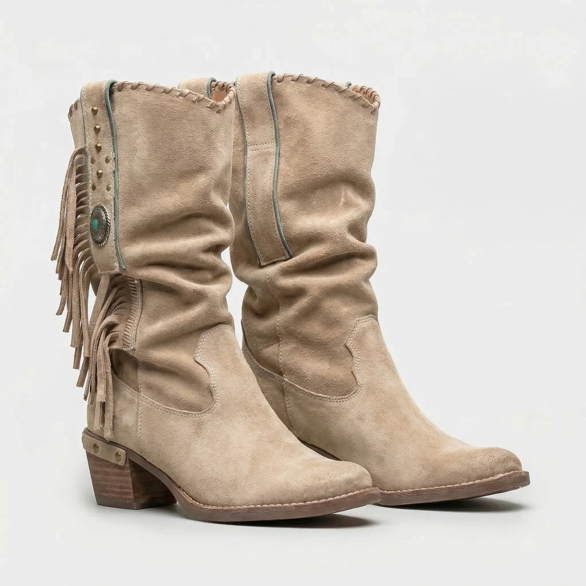 Halfhoge westernlaarzen met franjes