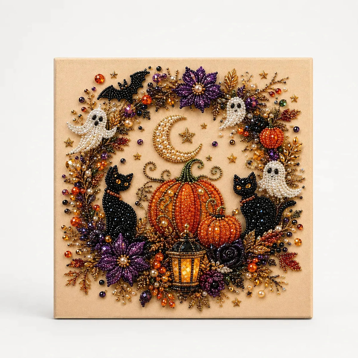 Halloween knutselset met parelachtige kralen – Gezellige doe-het-zelf wanddecoratie