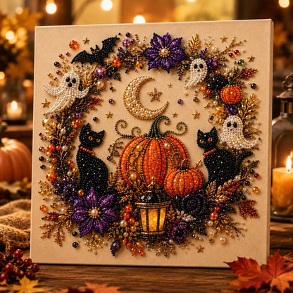 Halloween knutselset met parelachtige kralen – Gezellige doe-het-zelf wanddecoratie